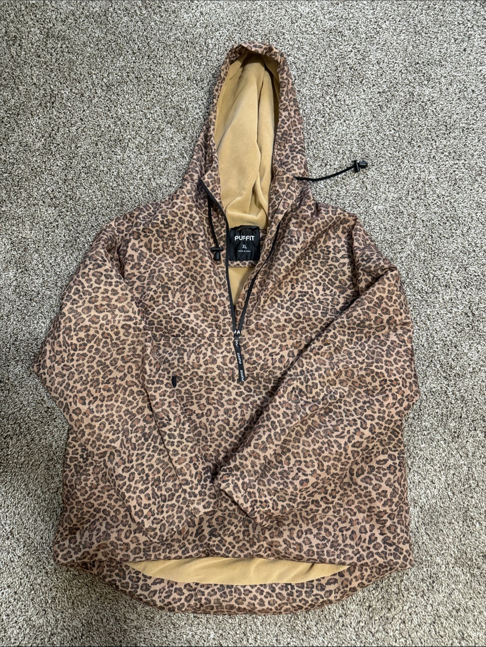 Women’s Puffit Brown Leopard Print Hooded Jacket